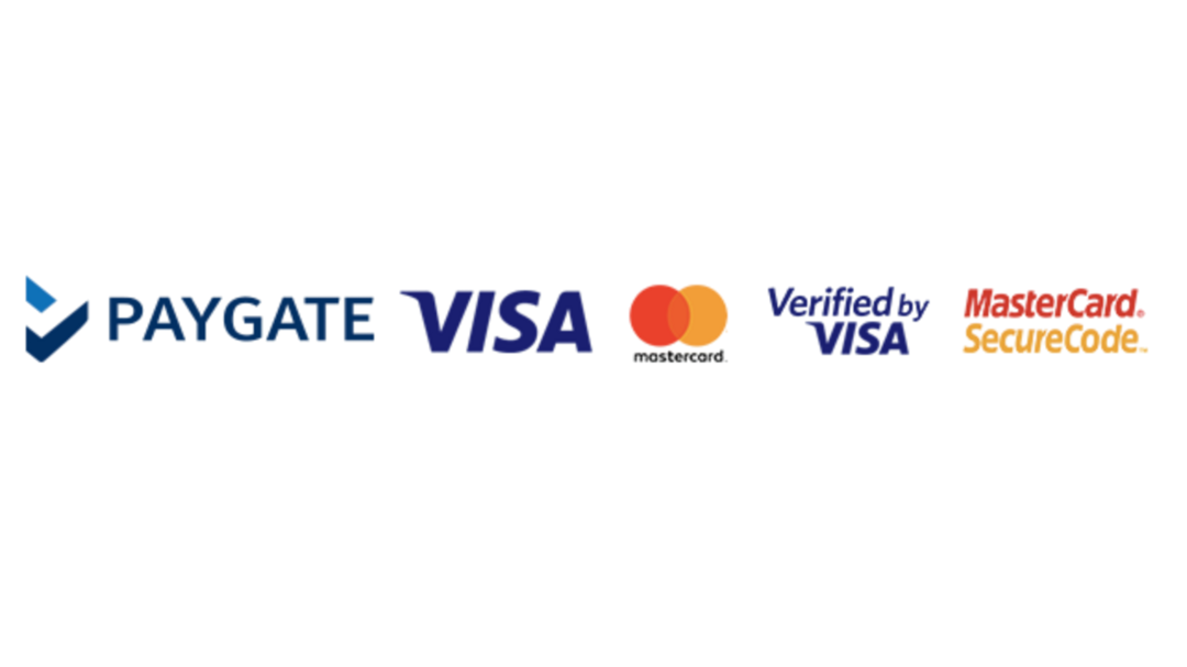 Accepted payments: PayGate, Visa, Mastercard, Verified by Visa, MasterCard SecureCode